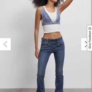 BDG Y2K Belted Flare Jean — Medium Indigo